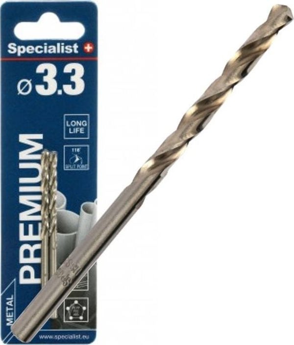 SPECIALIST+ μεταλλικό τρυπάνι PREMIUM, 3.3mm, 2 τεμ.