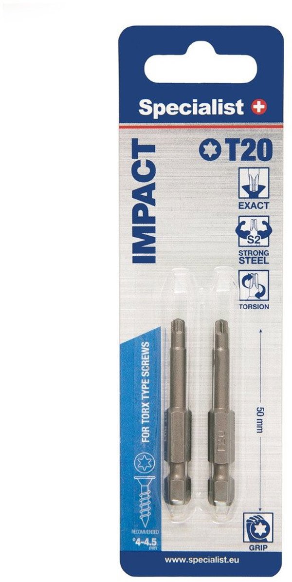 SPECIALIST+ μύτη TORX GRIP T20, 50mm, 2 τεμ.