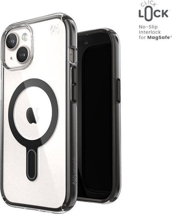 Θήκη Speck Presidio Perfect-Clear ClickLock&Magsafe - iPhone 15 διαφανές - μαύρο πλαίσιο