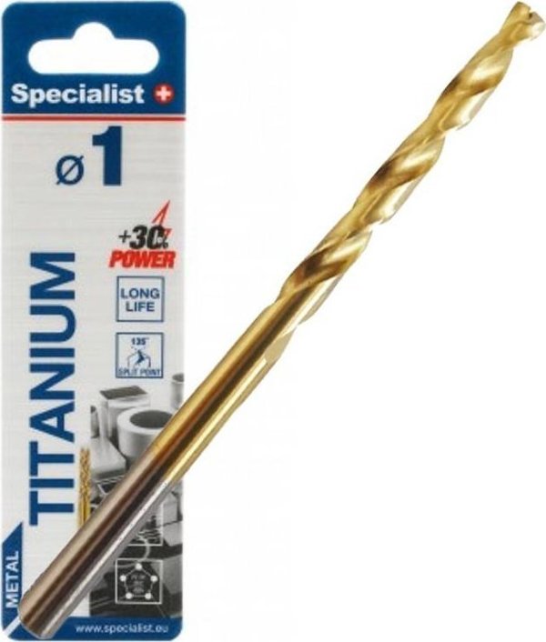 SPECIALIST+ μεταλλικό τρυπάνι TITAN, 1 mm, 2 τεμ.