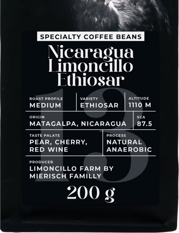 Εξειδικευμένοι κόκκοι καφέ Black Crow White Pigeon Nicaragua Limoncillo Ethiosar, 200 g