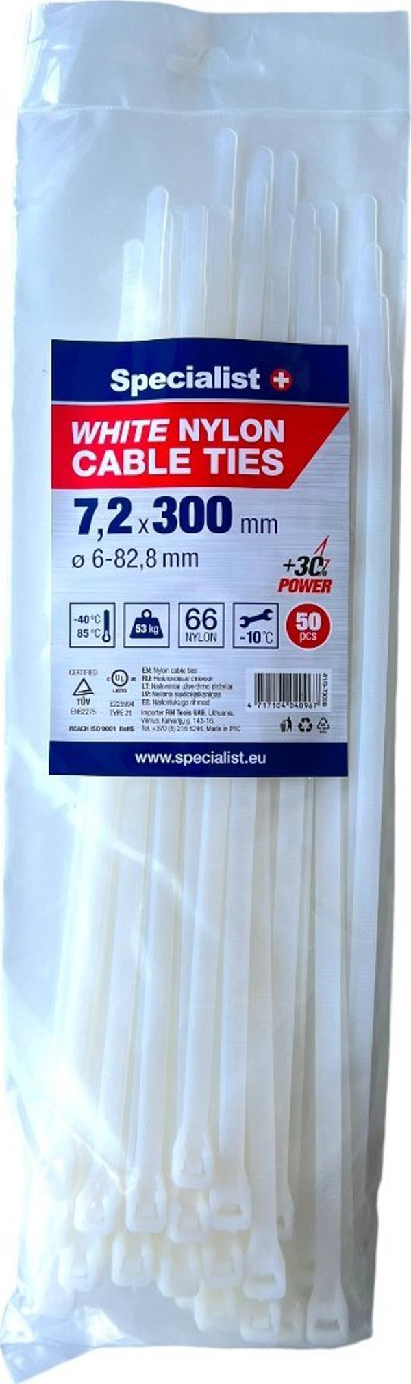 Specialist+ SPECIALIST+ νάιλον λουρίδα, λευκό, 7.2x300 mm, 50 τεμ.