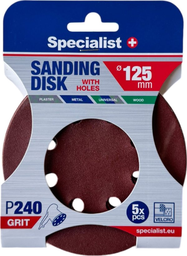 Γυαλόχαρτο Specialist+ SPECIALIST+ με τρύπες P240, 125 mm, 5 τεμ.