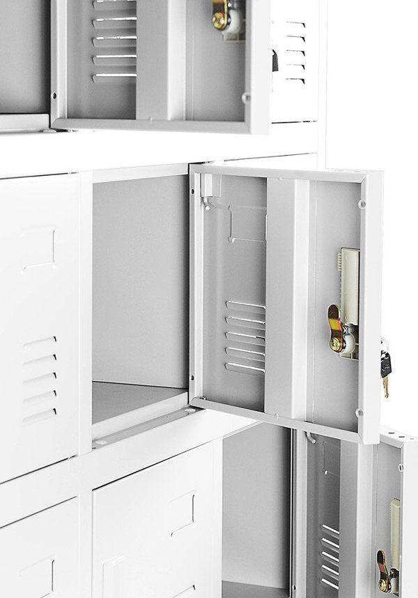 Spind Schließfachschrank mit 18 Fächern KAROL, 900 x 1850 x 400 mm, grau