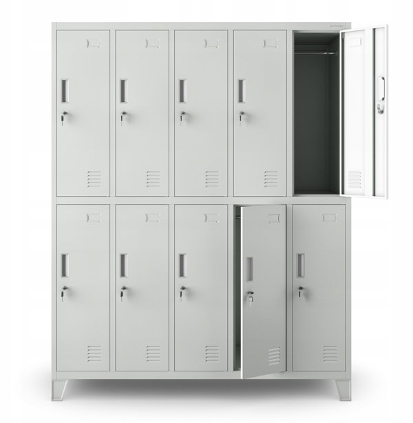 Spind Kleiderspind mit 10 Abteilen BARTEK, 1360 x 1720 x 450 mm, grau