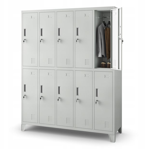 Spind Kleiderspind mit 10 Abteilen BARTEK, 1360 x 1720 x 450 mm, grau