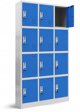 Spind Fächerschrank Schließfachschrank mit 12 Fächern MARCIN, 900 x 1850 x 400 mm, grau-blau
