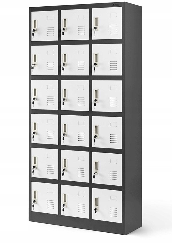 Spind Schließfachschrank mit 18 Fächern KAROL, 900 x 1850 x 400 mm, anthrazit-weiß