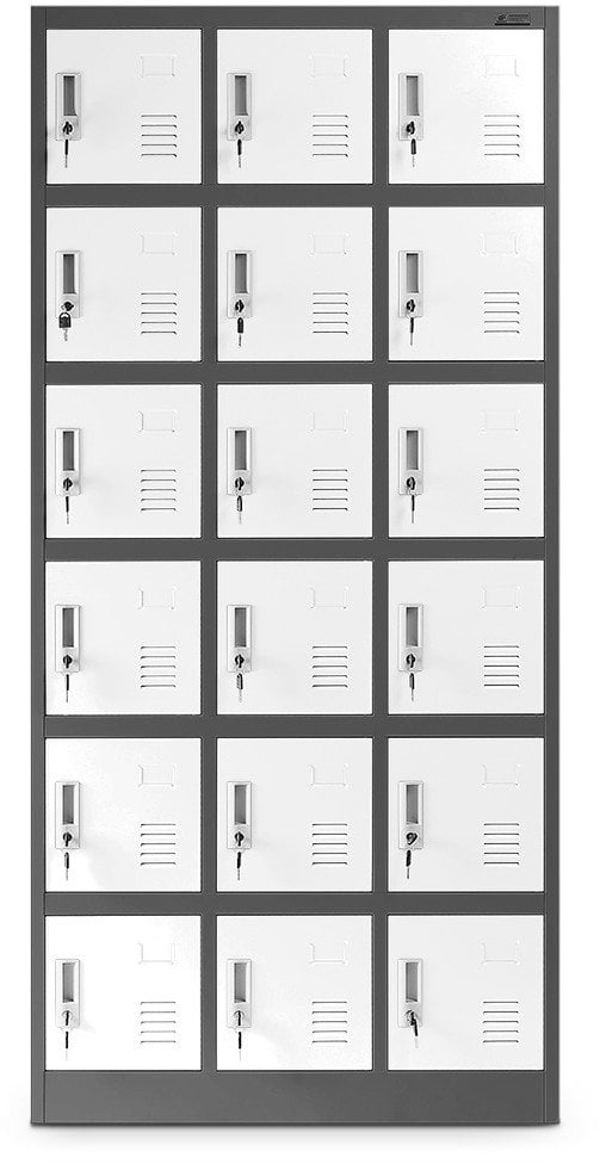 Spind Schließfachschrank mit 18 Fächern KAROL, 900 x 1850 x 400 mm, anthrazit-weiß