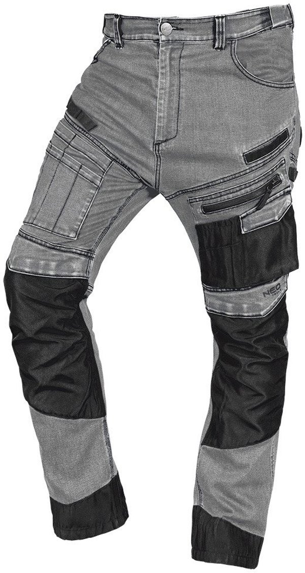 Εργατικά παντελόνια DENIM, ενισχύσεις Oxford, γκρι, μέγεθος M
