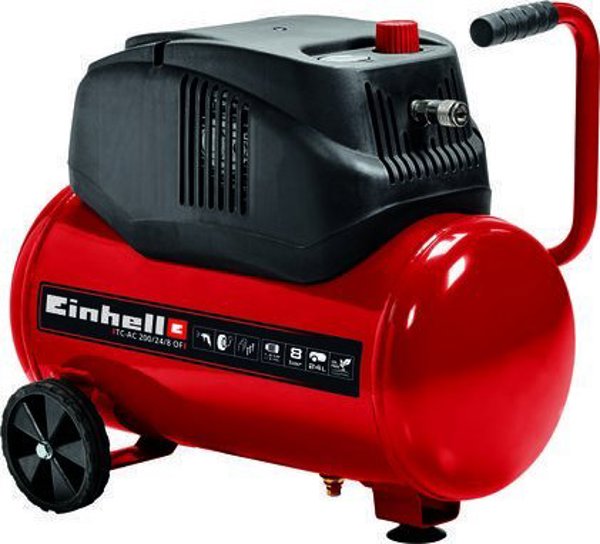 Συμπιεστής Einhell TC-AC 200/24/8 OF, 8 bar, 180 l/min, 24lt, Κόκκινο/Μαύρο