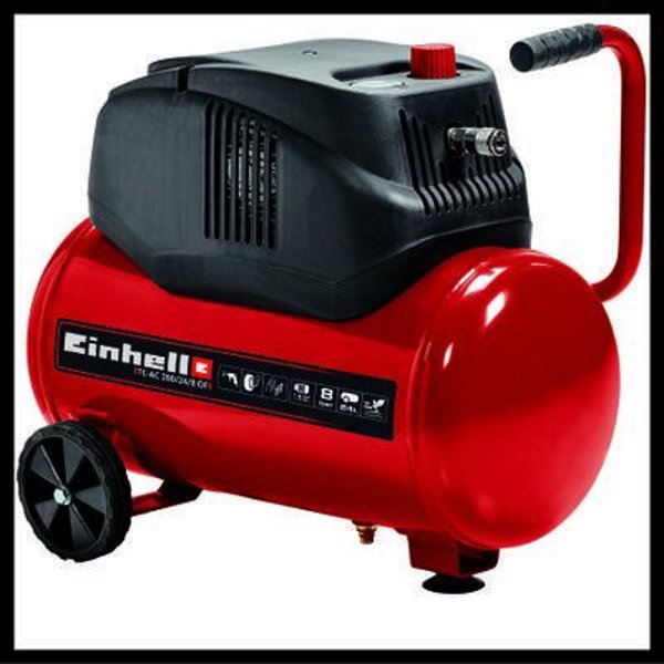 Συμπιεστής Einhell TC-AC 200/24/8 OF, 8 bar, 180 l/min, 24lt, Κόκκινο/Μαύρο