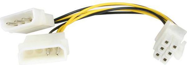 StarTech Molex x2 - PCIe 6-pin, 0.15m, Κίτρινο (LP4PCIEXADAP)