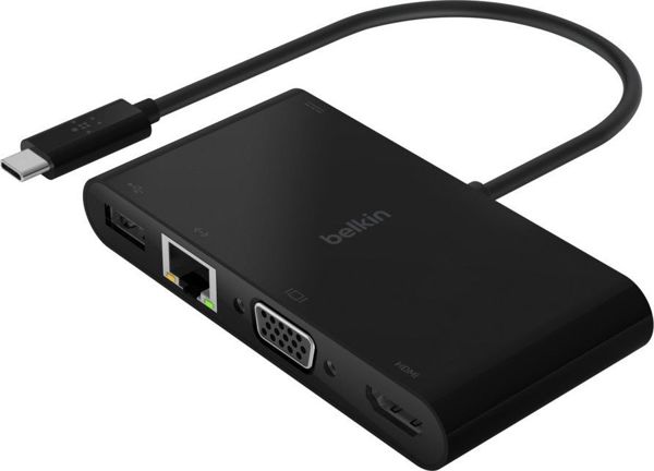 Belkin USB-C Multimedia Hub AVC004btBK - Σταθμός Αναπαραγωγής 5 Θυρών με 4K HDMI, Gigabit Ethernet, VGA & 100W Power Delivery
