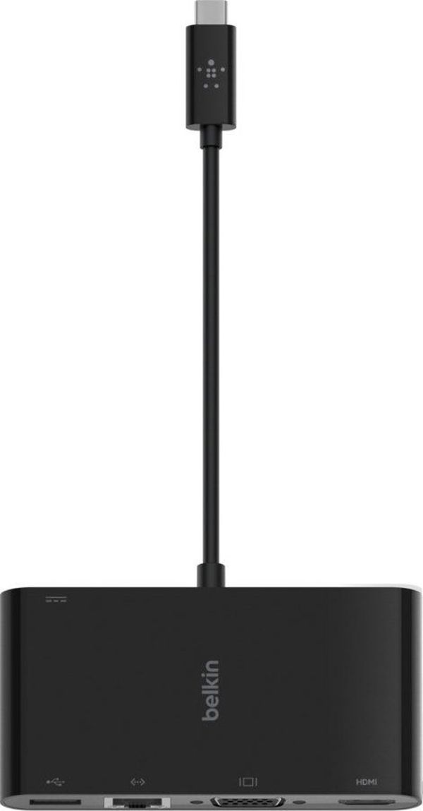 Belkin USB-C Multimedia Hub AVC004btBK - Σταθμός Αναπαραγωγής 5 Θυρών με 4K HDMI, Gigabit Ethernet, VGA & 100W Power Delivery