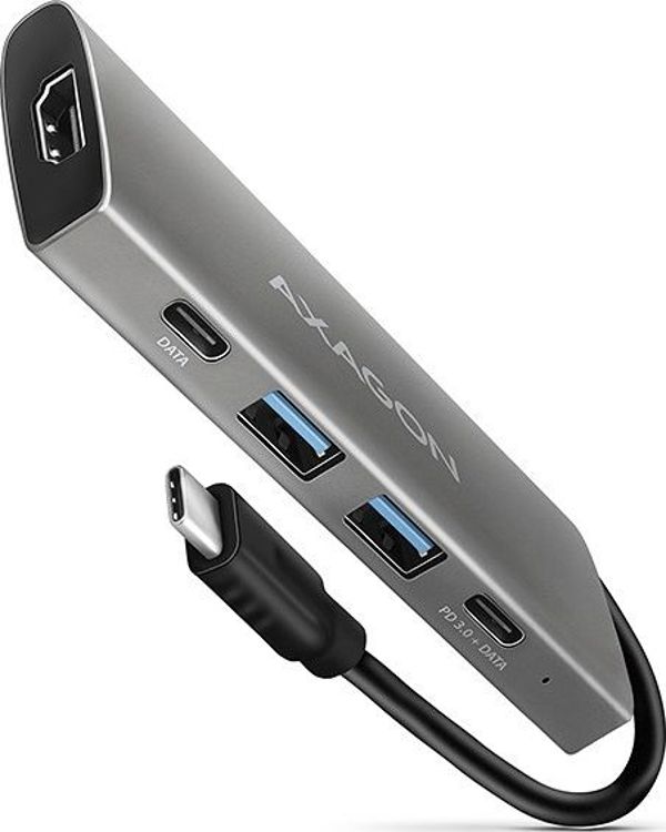 Axagon HMC-5G2 USB-C Hub 5-σε-1, 10Gbps, με HDMI, 2x USB-A, 2x USB-C, PD 60W, Γκρι