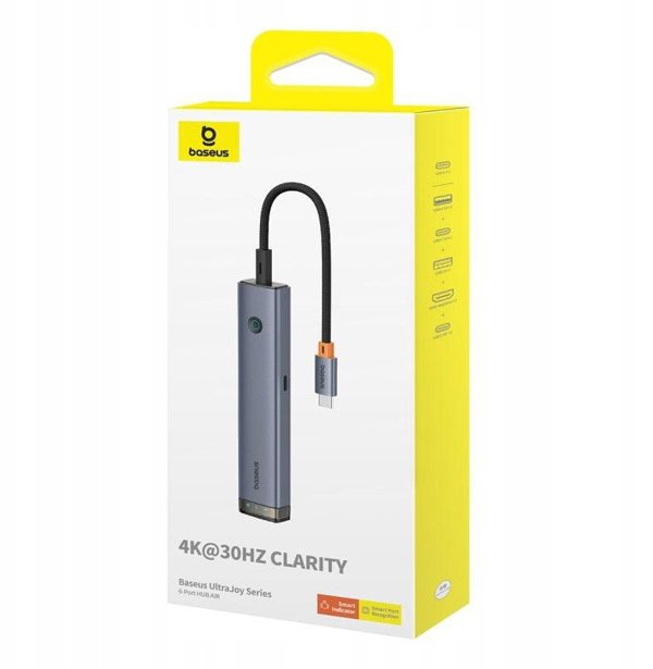Σταθμός/αναπαραγωγέας Baseus Baseus UltraJoy Series 6-Port HUB AIR Space Grey（Type-C to HDMI4K@30Hz*1+USB3.0*2+USB2.0*1+Type-C3.0*1+PD*1）