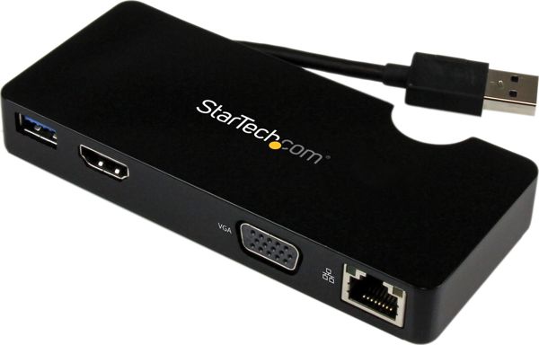 StarTech Travel Laptop Docking Station USB 3.0, HDMI, VGA, Gigabit Ethernet (USB3SMDOCKHV)
