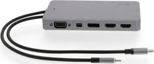 LMP USB-C Docking Station 20416, Multiport Adaptor με 2x HDMI, DisplayPort, DVI, VGA, Gigabit Ethernet & USB-C Power Delivery, Γκρι
