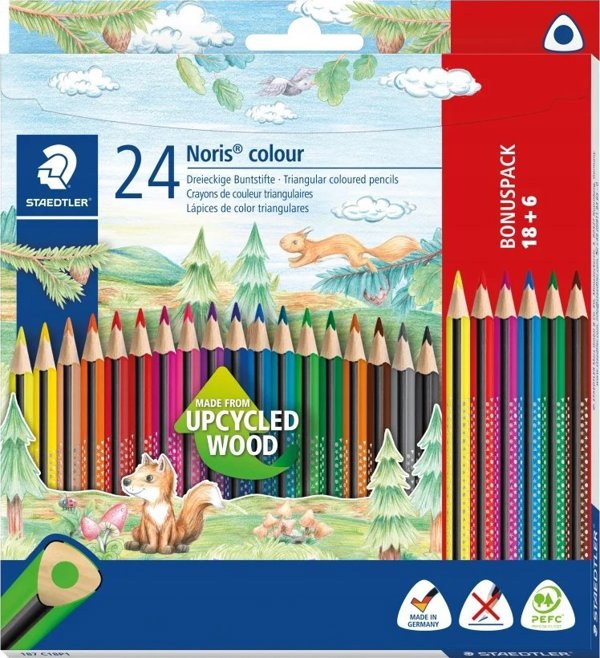 Staedtler Μολύβια Χρωματιστά Noris Colour, Σετ 24 Τεμαχίων (18+6 Δώρο)