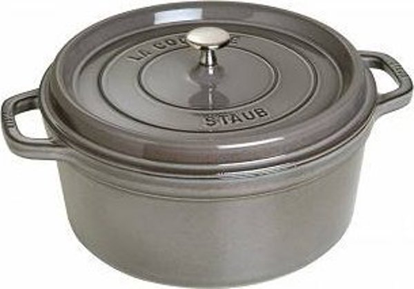 Staub Στρογγυλή Μαντεμένια Κατσαρόλα 20cm, 2.2L, Χρώμα Γραφίτης