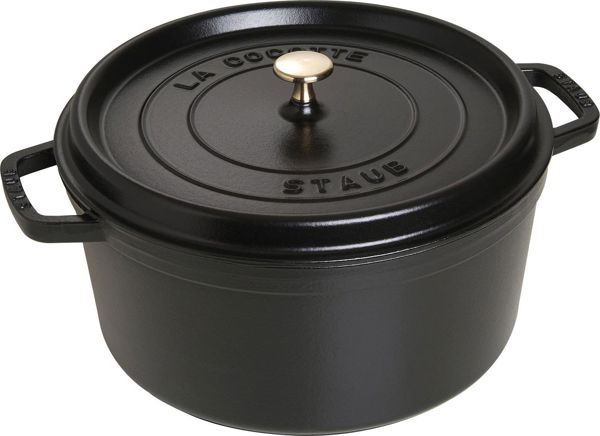 STAUB Στρογγυλή μαντεμένια κατσαρόλα STAUB 12 λίτρων μαύρη