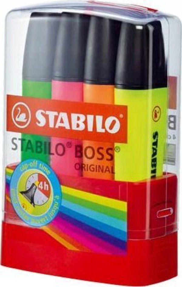 STABILO Υπογραμμιστής STABILO BOSS Μίξη Χρωμάτων 4 τεμ. + Σε Πλαστική Θήκη