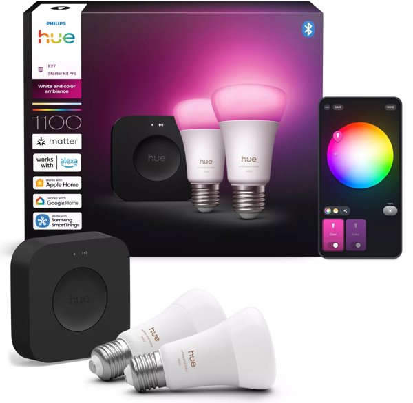 Startkit White and Color Ambiance 2xE27 1100lm + Hue Bridge Pro