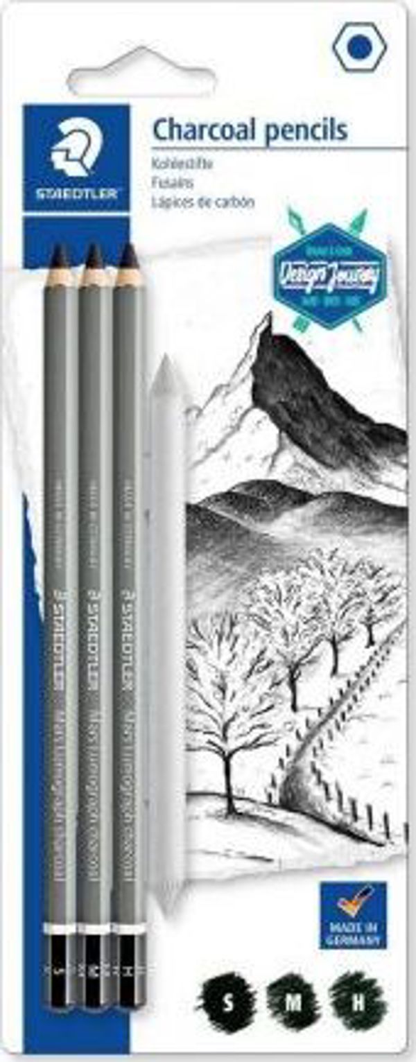 Staedtler Μολύβι Κάρβουνο Mars Lumograph, Σετ 3 Σκληροτήτων (S, M, H) για Σχέδιο και Σκίτσο