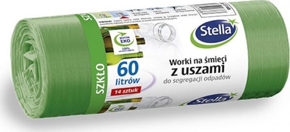 Σακούλες Απορριμμάτων Stella για Διαλογή Γυαλιού, 60lt, 14 Τεμάχια, Πράσινες