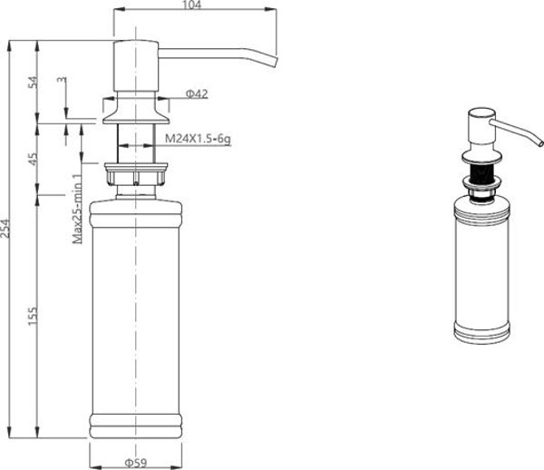Steiner Keira Δοσομετρητής Υγρού Κουζίνας, 320ml, Μαύρο Ματ (Very Black Mat)