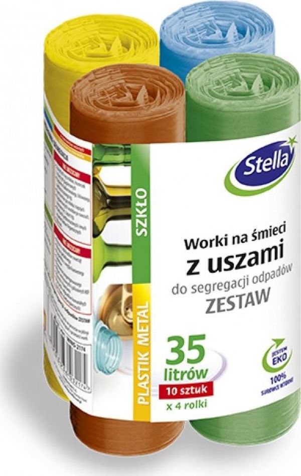 Stella Σακούλες Απορριμμάτων Με Χερούλια, Σετ 4x10 Τεμ., 35L, Για Διαχωρισμό Ανακυκλώσιμων Υλικών