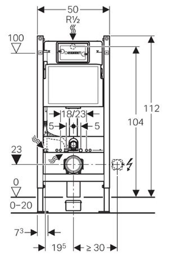 Βάση Geberit Duofix Basic H112 για κρεμαστή λεκάνη (111.153.00.1)