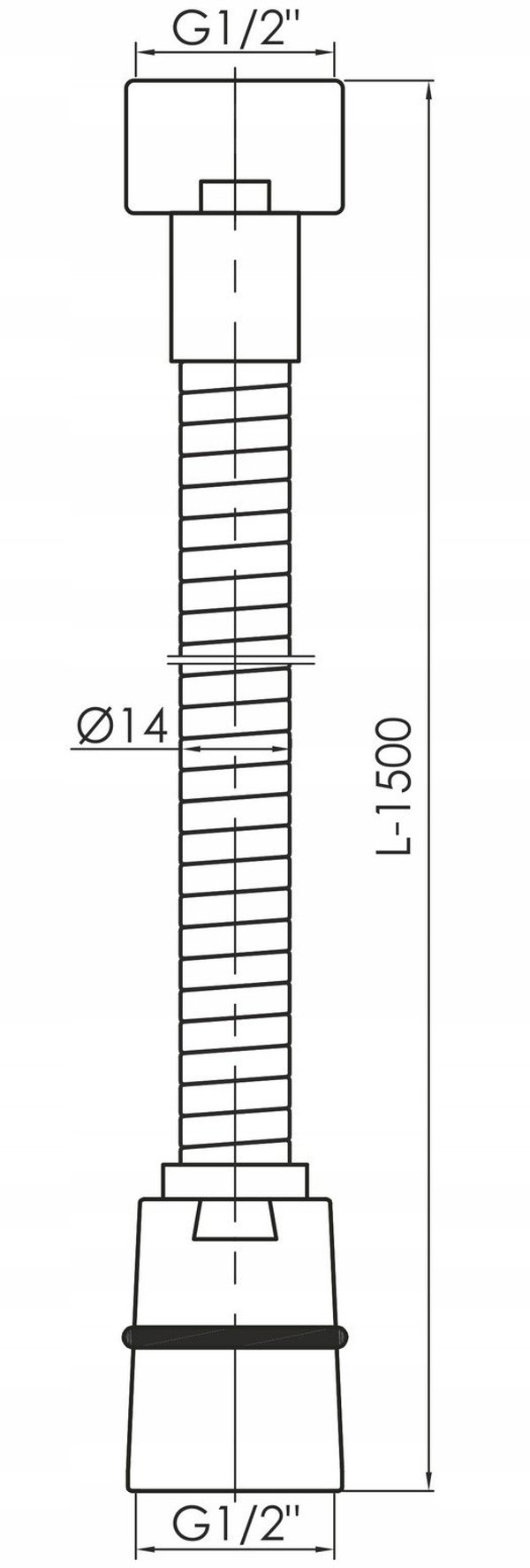 Λείος σωλήνας ντους PVC 150 cm, χρώμιο 2519