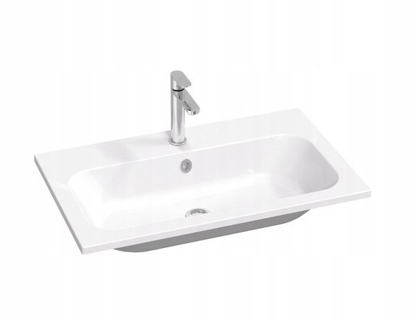 Νιπτήρας Stone Ravak Chrome Slim 80x49 cm, γυαλιστερό λευκό, XJG01180001