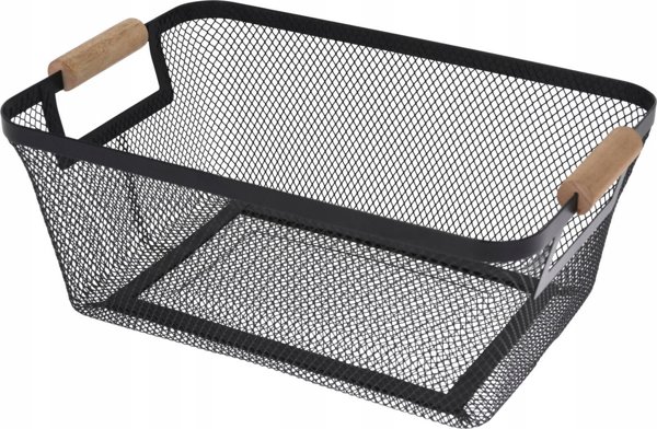 Storage Solutions Μεταλλικό καλάθι με ξύλινες λαβές, 30,5 x 21,5 x 14 εκ.