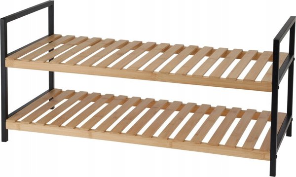 Ράφι Παπουτσιών Storage Solutions, 2 Επιπέδων, Μπαμπού με Μεταλλικό Σκελετό, 70 x 30 x 32 cm