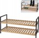 Ράφι Παπουτσιών Storage Solutions, 2 Επιπέδων, Μπαμπού με Μεταλλικό Σκελετό, 70 x 30 x 32 cm