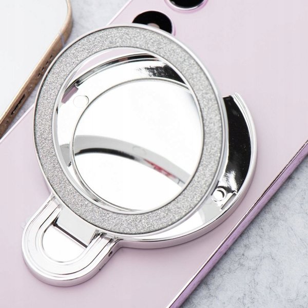 Skrzynkazdrewna Βάση Smartphone Circle Mirror - Αυτοκόλλητη - Ασημί