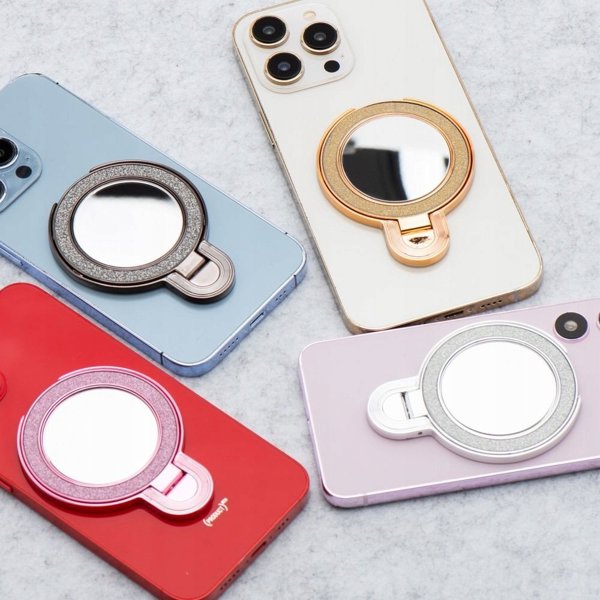 Skrzynkazdrewna Βάση Smartphone Circle Mirror - Αυτοκόλλητη - Ασημί