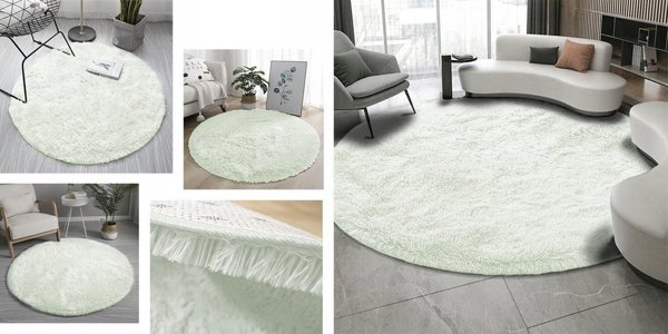 Strado Στρογγυλό χαλί Shaggy Strado 100x100 WhiteLime universal 8339859 5907694853873