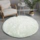 Στρογγυλό Χαλί Shaggy Strado 120x120cm, White Lime, Λευκό/Λαχανί