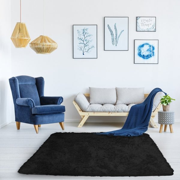 Χαλί Shaggy Strado BlackSky 120x160 εκ. Μαύρο