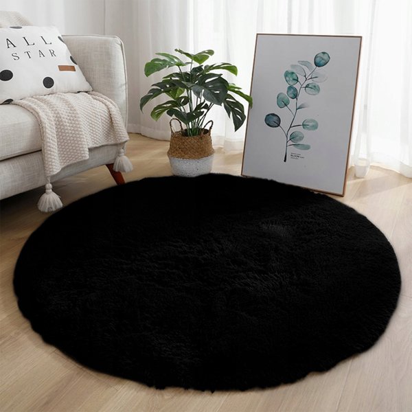Strado Στρογγυλό Χαλί Shaggy BlackSky, 120x120 εκ., Μαύρο