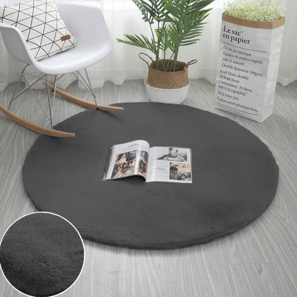 Strado Στρογγυλό Χαλί Rabbit 140x140cm, Αντιολισθητικό, Deep Grey