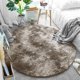 Στρογγυλό Χαλί Shaggy Strado Ombre 140x140cm - Μπεζ - Πυκνό Χαλί με Προστατευτικές Ραφές