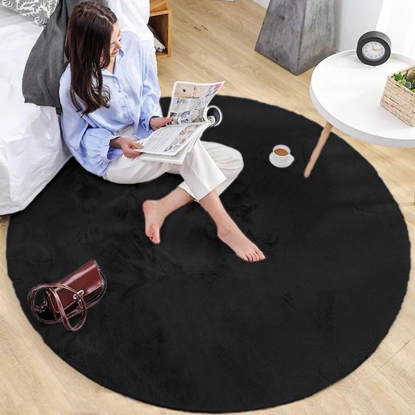 Strado Στρογγυλό χαλί Rabbit Strado 180x180 Μαύρο (Black) πολυλειτουργικό