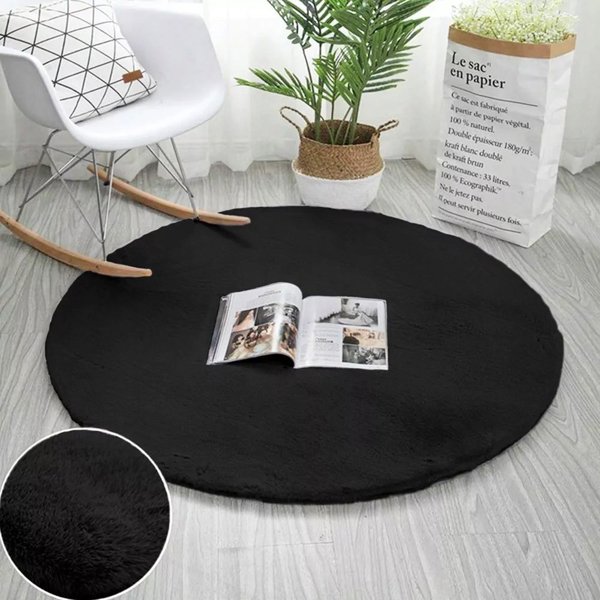 Strado Στρογγυλό χαλί Rabbit Strado 180x180 Μαύρο (Black) πολυλειτουργικό