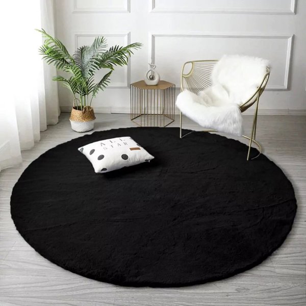 Strado Στρογγυλό χαλί Rabbit Strado 180x180 Μαύρο (Black) πολυλειτουργικό