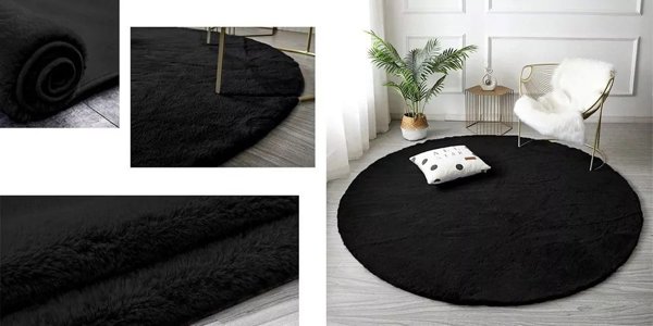 Strado Στρογγυλό χαλί Rabbit Strado 180x180 Μαύρο (Black) πολυλειτουργικό